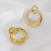 Women's Geometric Copper Earrings With Electroplating Double Circle Design