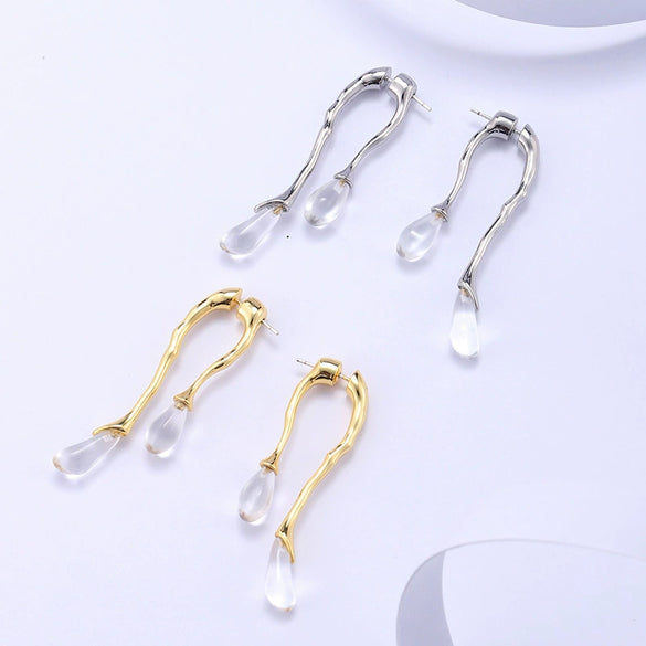 Women's Geometric Copper Earrings With Gold Plated Finish And Silver Ear Posts Elegant Fashion Jewelry