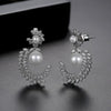 Women's Geometric Copper Earrings With Gray Pearls And Inlaid Zircon Electroplated Fashion Jewelry