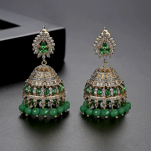 Women's Geometric Copper Earrings With Inlaid Zircon Crystal Accents Electroplated Exaggerated Statement Fashion Jewelry Wholesale