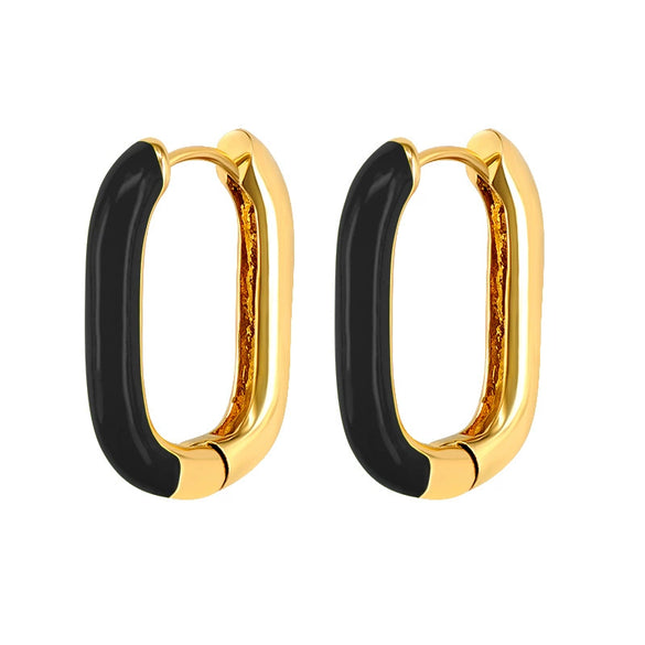 Women's Geometric Copper Earrings With Silver Needles Colorful Enamel Dripping Oil Fashion Ear Buckles