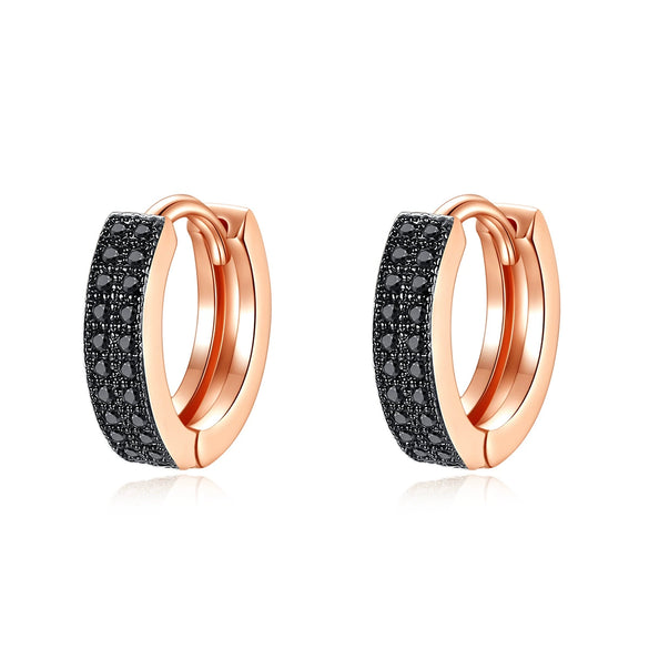 Women's Geometric Copper Earrings With Zircon Accents And Electroplated Doublerow Design Fashionable Office Jewelry
