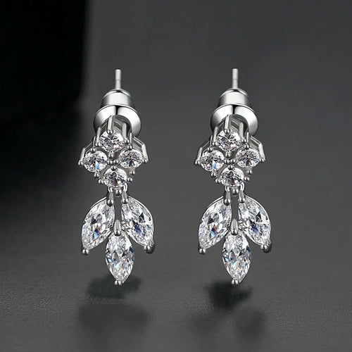 Women's Geometric Copper Earrings With Zircon Accents Electroplated Elegant Fashion Jewelry