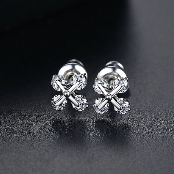 Women's Geometric Copper Earrings With Zircon Accents Electroplated Fashion Jewelry Wholesale