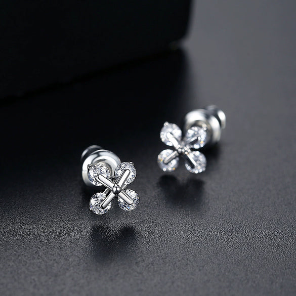 Women's Geometric Copper Earrings With Zircon Accents Electroplated Fashion Jewelry Wholesale