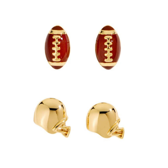 Women's Geometric Copper Electroplated Sports Earrings Football And Rugby Style Niche Fashion Elegant Everyday Jewelry