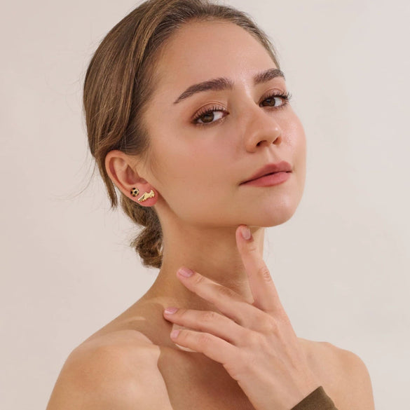 Women's Geometric Copper Electroplated Sports Earrings Football And Rugby Style Niche Fashion Elegant Everyday Jewelry