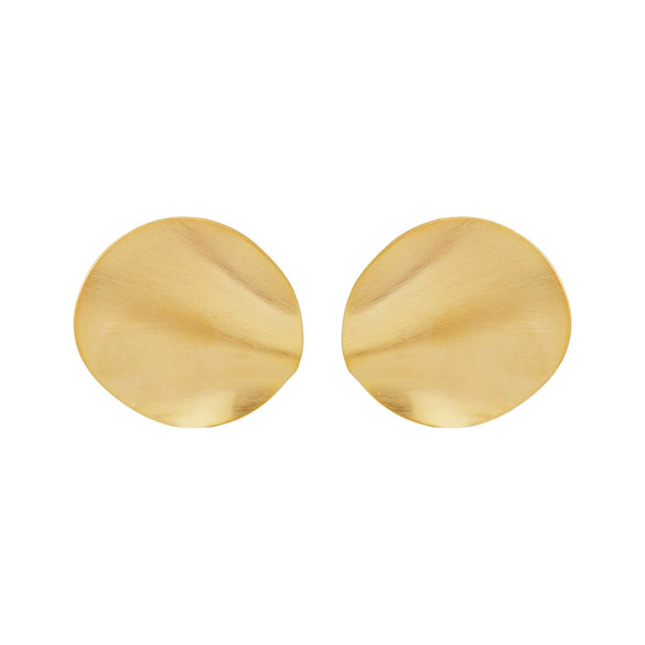 Women's Geometric Copper Hoop Earrings With Pleated Texture And Electroplated Finish Fashion Statement Jewelry