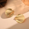 Women's Geometric Copper Hoop Earrings With Pleated Texture And Electroplated Finish Fashion Statement Jewelry