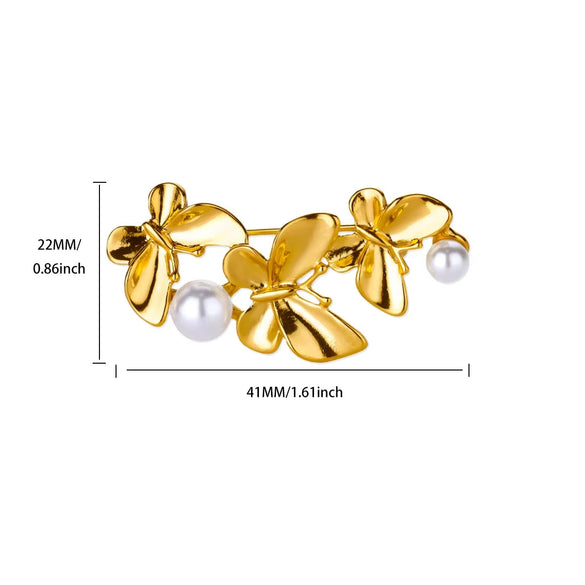 Women's Geometric Copper Imitation Pearl Pastoral Style Electroplated Flower Brooch