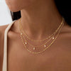 Women's Geometric Copper Layered Chain Necklace With Cubic Zirconia Chic Electroplated Jewelry