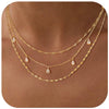 Women's Geometric Copper Layered Chain Necklace With Cubic Zirconia Chic Electroplated Jewelry