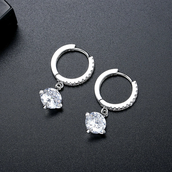 Women's Geometric Copper Microinlaid Zircon Earrings Exquisite Everyday Jewelry For Wholesale