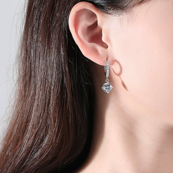 Women's Geometric Copper Microinlaid Zircon Earrings Exquisite Everyday Jewelry For Wholesale