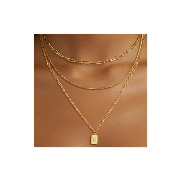 Women's Geometric Copper Multi Layer Choker Necklace With Electroplated Finish And Regular Chain Versatile Fashion Jewelry