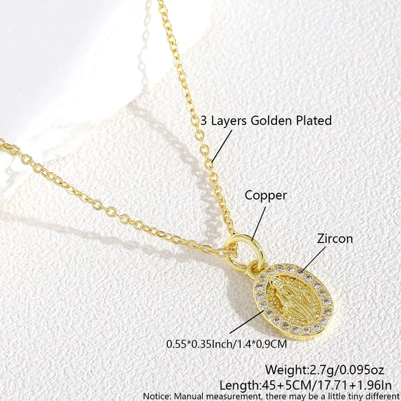 Women's Geometric Copper Pendant Necklace With Electroplating And O Chain