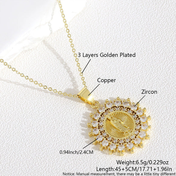 Women's Geometric Copper Pendant Necklace With Electroplating And O Chain