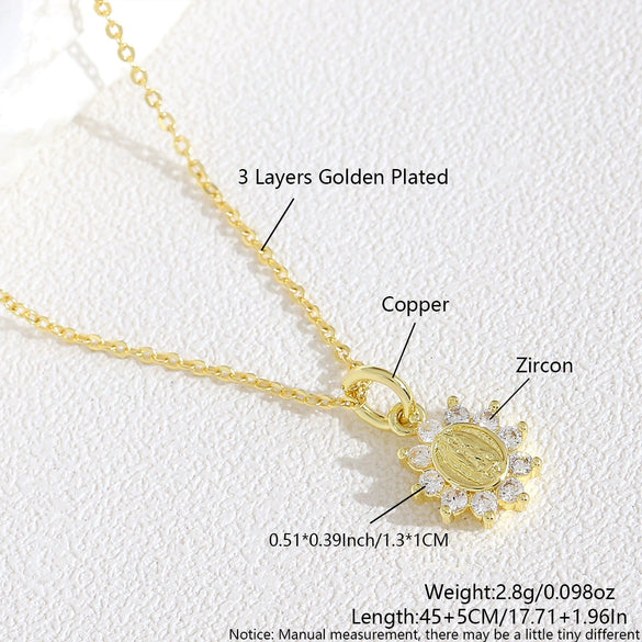 Women's Geometric Copper Pendant Necklace With Electroplating And O Chain