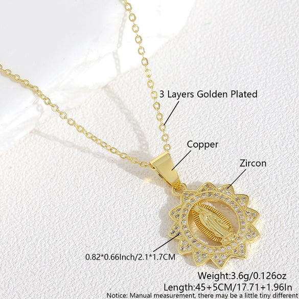 Women's Geometric Copper Pendant Necklace With Electroplating And O Chain