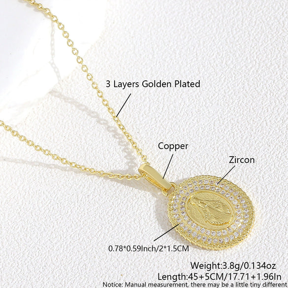 Women's Geometric Copper Pendant Necklace With Electroplating And O Chain