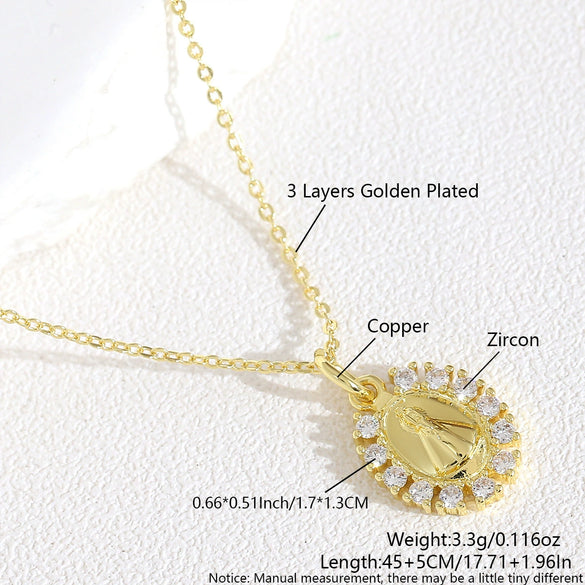 Women's Geometric Copper Pendant Necklace With Electroplating And O Chain