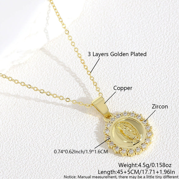 Women's Geometric Copper Pendant Necklace With Electroplating And O Chain
