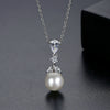 Women's Geometric Copper Pendant Necklace With Zircon And Pearl Detail Electroplated Simple Fashion Jewelry