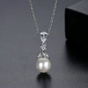 Women's Geometric Copper Pendant Necklace With Zircon And Pearl Detail Electroplated Simple Fashion Jewelry
