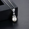 Women's Geometric Copper Pendant Necklace With Zircon And Pearl Detail Electroplated Simple Fashion Jewelry