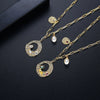 Women's Geometric Copper Pendant Necklace With Zircon Inlay And Electroplated Clavicle Chain Fashion Jewelry