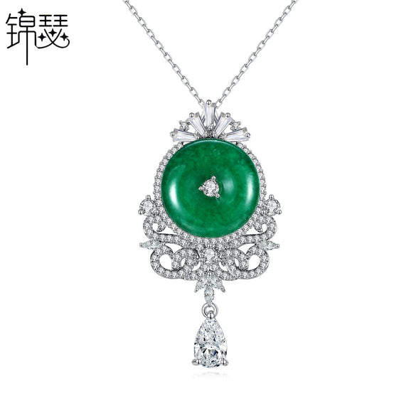 Women's Geometric Copper Pendant Necklace With Zircon Inlay And Electroplated Collarbone Chain Fashion Jewelry