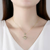 Women's Geometric Copper Pendant Necklace With Zircon Inlay Goldtone Electroplated Finish And Cross Chain