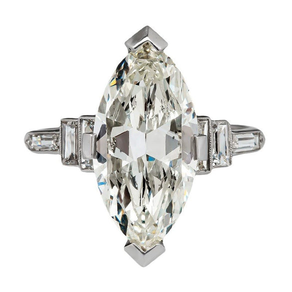 Women's Geometric Copper Ring Inlaid With Marquise Zircon Light Luxury Style