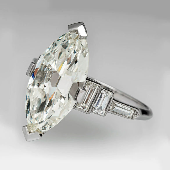 Women's Geometric Copper Ring Inlaid With Marquise Zircon Light Luxury Style