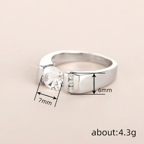 Women's Geometric Copper Ring Inlaid With Zircon Jewelry For Wedding Gift