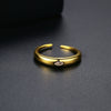 Women's Geometric Copper Ring With Zircon Accents Gold Tone Open Adjustable Fashion Jewelry