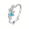 Women's Geometric Copper Ring With Zirconia And Imitation Moonstone Cosmic Style