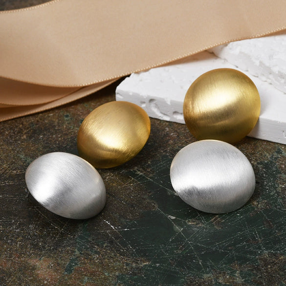 Women's Geometric Copper Round Earrings With Brushed Finish And Electroplated Design Statement Fashion Jewelry