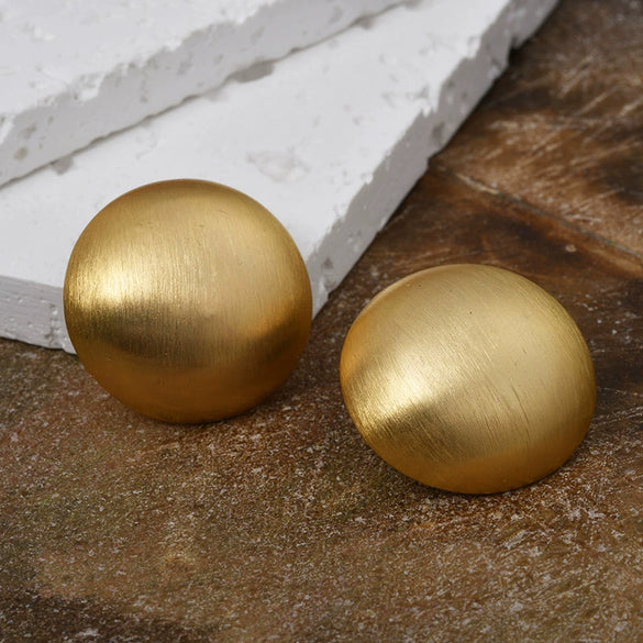 Women's Geometric Copper Round Earrings With Brushed Finish And Electroplated Design Statement Fashion Jewelry