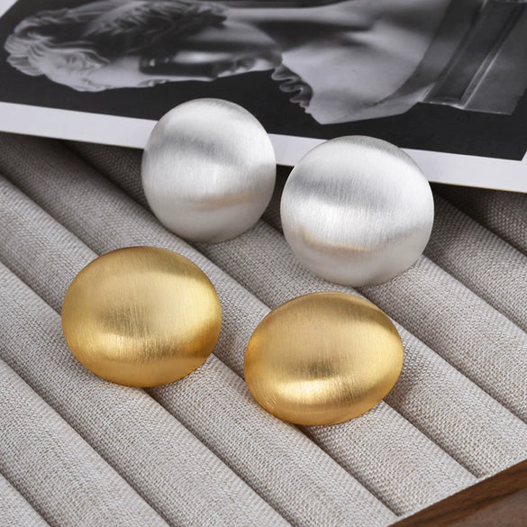 Women's Geometric Copper Round Earrings With Brushed Finish And Electroplated Design Statement Fashion Jewelry