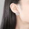 Women's Geometric Copper Stud Earrings Set With Transparent Zircon Accents And Elegant Electroplated Fashion Finish