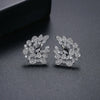 Women's Geometric Copper Stud Earrings Set With Transparent Zircon Accents And Elegant Electroplated Fashion Finish
