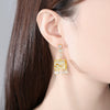 Women’s Geometric Copper Tassel Drop Earrings With Zircon Inlay And Electroplated Statement Fashion Design