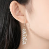 Women's Geometric Copper Tassel Earrings With Zircon And Pearl Accents Electroplated Long Dangle Fashion Jewelry
