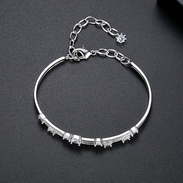 Women's Geometric Copper Zircon Bracelet With Electroplated Finish Versatile Fashion Jewelry