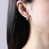 Women's Geometric Copper Zircon Earrings With Electroplated Finish Light Luxury Fashion Jewelry For Everyday Wear