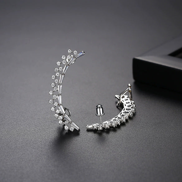 Women's Geometric Copper Zircon Microinlaid Electroplated Singlesided Dangle Ear Clip Earrings