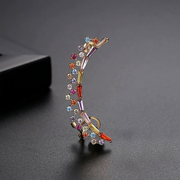 Women's Geometric Copper Zircon Microinlaid Electroplated Singlesided Dangle Ear Clip Earrings