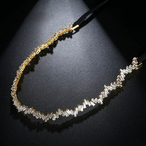 Women's Geometric Copper Zircon Necklace With Electroplated Finish And Ribbon Chain For Wedding And Formal Occasions