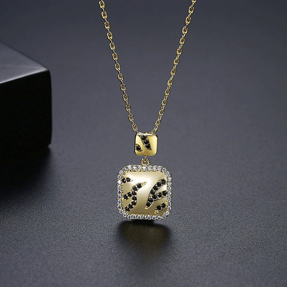 Women's Geometric Copper Zircon Pendant Necklace With Electroplated Finish And O Chain Fashion Jewelry